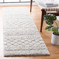 SAFAVIEH Arizona Shag Collection Runner Rug - 2'3" x 8', Ivory & Grey, Moroccan Design, Non-Shedding & Easy Care, 1.6-inch Thick Ideal for High Traffic Areas in Living Room, Bedroom (ASG741F)
