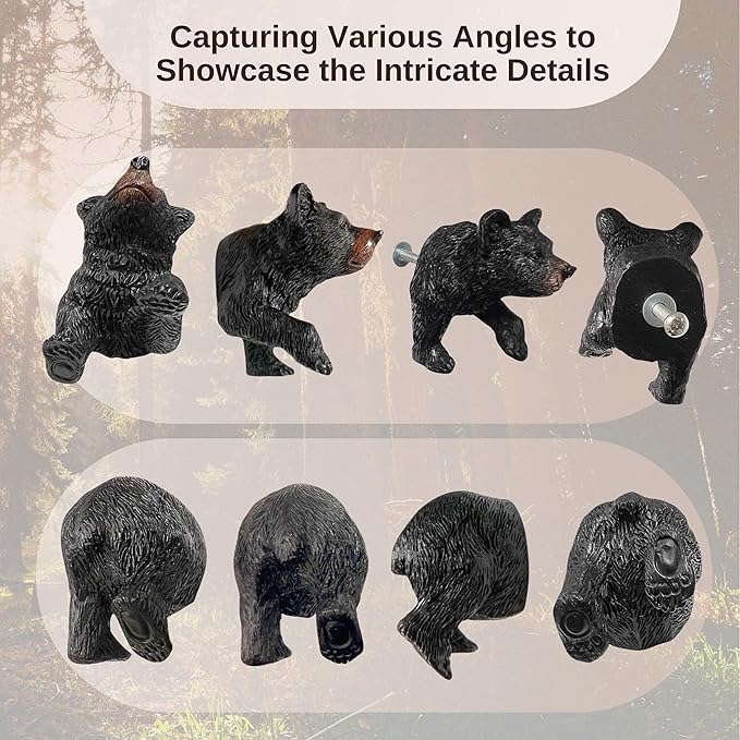BestGiftEver Black Bear Drawer Pull and Cabinet Knob - Rustic Decor Dresser Hardware for Mountain, Cabin, Lodge or Woodland Home Decorations with Wildlife Charm (Bear Head and Tail Set)