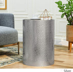 Christopher Knight Home Rache Modern Round Accent Table with Hammered Iron, Silver, 16 in x 16 in x 22.25 in