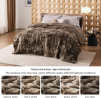 Bedsure GentleSoft Sherpa Fluffy Blanket Queen Size for Bed - Fleece Warm and Cozy for Women Gift, Plush & Fuzzy Faux Fur Christmas Blanket for Couch, Sofa Decor, Tie Dye Design, Brown, 90x90 Inches
