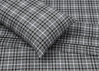 RUVANTI Flannel Sheets Split King Size - 100% Cotton Brushed Split King Bed Sheets Set, Deep Pockets 16 Inches, All Seasons Breathable & Extra Soft, Warm & Cozy, 5 Piece, Grey Plaid