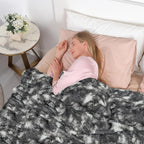 Tuddrom Decorative Extra Soft Faux Fur Blanket Queen Size 80"x90",Solid Reversible Fuzzy Fluffy Plush Fleece Comfy Microfiber Fur Blanket for Couch Sofa Bed,Tie Dye Grey