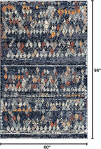 Rugs.com Morocco Collection Rug – 5' x 8' Navy Blue High-Pile Rug Perfect for Living Rooms, Large Dining Rooms, Open Floorplans
