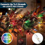 Joiedomi Christmas String Lights Indoor,200(2x100) Mini Multicolor Light with 42.8 FT White Wire,Lighting Decor for Patio Dorm Classroom Bedroom Holiday Wedding Party Garland Birthday Festival