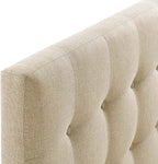 Modway Emily Tufted Button Linen Fabric Upholstered Full Headboard in Beige