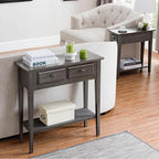 Leick Home 10071-GR One Drawer Chairside/Recliner End Table with Shelf, Smoke Gray