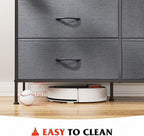 WLIVE Dresser for Bedroom with 6 Drawers, Wide Fabric Dresser TV Stand for 50 Inches TV with Metal Frame, Wooden Top, Fabric Storage Organizer for Livingroom, Hallway, Dark Gray