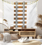 Lunarable Train Tapestry King Size, Vertical Tracks Railroad for Trains Ways of Transportation in The Old Days, Wall Hanging Bedspread Bed Cover Wall Decor, King Size, Brown White