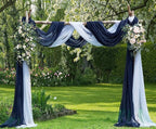 LinenZone Navy Window Scarf Valance in 288 Inch Size. Use Window Scarves as Canopy Bed or Backdrop Curtains, Curtain Scarf, or Sheer Fabric for Draping. (Amazing 55 x 288, Navy)