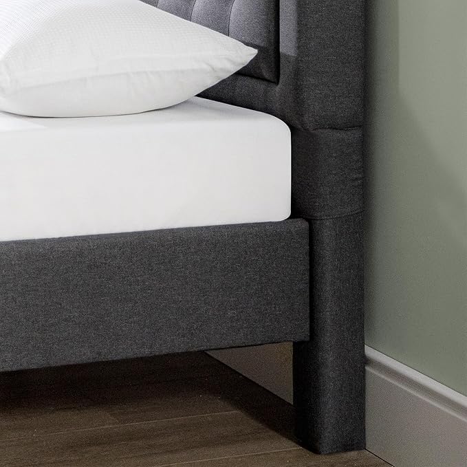 ZINUS Dachelle Upholstered Platform Bed Frame, Mattress Foundation, Wood Slat Support, No Box Spring Needed, Eco Friendly WonderBox (TM) Packaging, Easy Assembly, Dark Grey, Queen