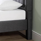 ZINUS Dachelle Upholstered Platform Bed Frame, Mattress Foundation, Wood Slat Support, No Box Spring Needed, Eco Friendly WonderBox (TM) Packaging, Easy Assembly, Dark Grey, Queen
