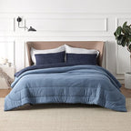 Bedsure Full Comforter Set - Cooling and Warm Bed Set, Navy Blue Reversible Bedding for All Season, 3 Pieces, 1 Full Size Comforter (82"x88") and 2 Pillow Cases (20"x26")