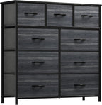 YITAHOME Dresser for Bedroom with 9 Drawers - Organizer Unit for Living Room, Hallway, Closets (Charcoal Black Wood Grain)
