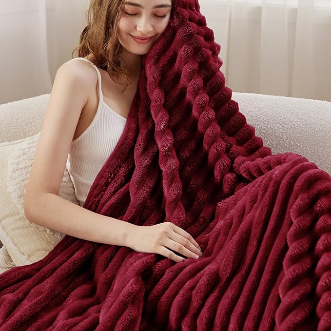 Bedsure GentleSoft Deep Red Blanket for Couch - Cozy Soft Blankets for Women, Cute Small Throws for Girls, 50x60 Inches