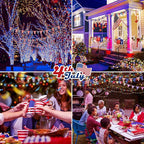 Hopolon Red White and Blue Mini Lights,2PACK 50Count 4th of July Patriotic String Lights Green Wire,13FT Incandescent Independence Day Light for Indoor Outdoor Christmas Party Decor,Red White Blue