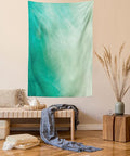 Lunarable Aqua Tapestry Twin Size, Watercolor Effect Wave Pattern Abstract Underwater Illustration Calming Artwork, Wall Hanging Bedspread Bed Cover Wall Decor, Twin Size, White Mint