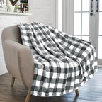 PAVILIA Light Grey Buffalo Plaid Throw Blanket for Couch, Soft Checkered Flannel Fleece Blanket for Sofa, Grey White Plaid Decorative Couch Throw, Warm Cozy All Season Fall Blanket Decor Gift, 60x80