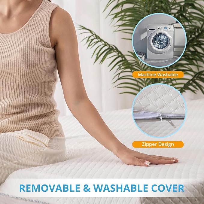 EGO Gel Memory Foam Mattress Topper, 4 Inch Twin with Removable Breathable Soft Cover, Cooling Bed Topper for Comfort Body Support & Pressure Relief, CertiPUR-US Certified