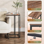 WLIVE Brown Side Table Set of 2, C Shaped End Table Sets, Small Sofa Side Tables Bedroom, Living Room, Home Office, 2-Tier Couch Bedside Table for Small Spaces