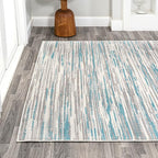 JONATHAN Y Speer Abstract Linear Stripe Gray/Blue Indoor Area Rug, 5x8, Contemporary, Rustic, Easy-Cleaning for Living Room, Bedroom, Kitchen, Pet Friendly, Non-Shedding (LUX106A-5)