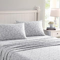 Laura Ashley - Flannel Sheets Twin Size, Anti-Pilling & Wrinkle Resistant Cotton, Touchably Soft for All-Season Comfort - Bed Sheets with Matching Pillowcase & Fitted Sheet (Crestwood Pastel Grey)