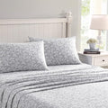 Laura Ashley - Flannel Sheets Full Size, Anti-Pilling & Wrinkle Resistant Cotton, Touchably Soft for All-Season Comfort - Bed Sheets with Matching Pillowcases & Fitted Sheet (Crestwood Pastel Grey)