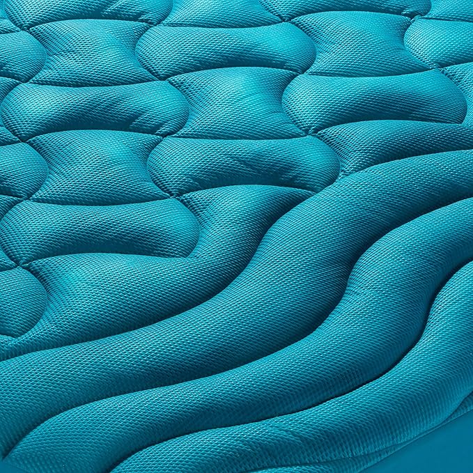 SLEEP ZONE Full Size Cooling Mattress Pad for Double Bed, Premium Zoned Quilted Mattress Topper, Wrap Around Mattress Protector Cover, Machine Wash Durable, Deep Pocket 8-21 inch, Teal, Full