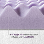 Best Price Mattress 4 Inch Egg Crate Memory Foam Mattress Topper with Soothing Lavender Infusion, CertiPUR-US Certified, Dorm Essentials, Twin XL