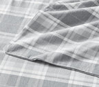 Laura Ashley - Flannel Sheets King Size, Anti-Pilling & Wrinkle Resistant Cotton, Touchably Soft for All-Season Comfort - Bed Sheets with Matching Pillowcases & Fitted Sheet (Mulholland Plaid Grey)