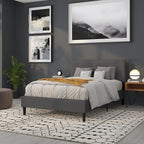 Flash Furniture Bedford Tufted Upholstered Full Size Headboard in Dark Gray Fabric