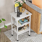 VECELO Modern Nightstands X-Design Side End Table Night Stand with Storage Shelf for Bedroom,Living Room,