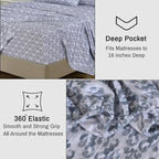 RUVANTI Flannel Sheets Full Size - 100% Cotton Double Brushed Bed Sheets Set, Deep Pockets 16 Inches, All Seasons Breathable & Extra Soft Full Sheets, Warm & Cozy, 4 Piece, Damask