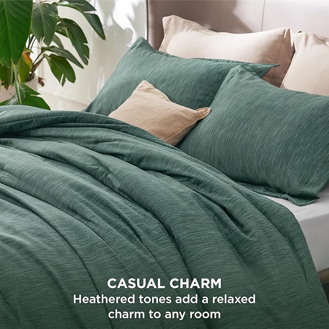 Bedsure King Size Comforter Set - Emerald Green Soft Bedding for All Seasons, Cationic Dyed Bed Set, 3 Pieces, 1 King Size Comforter (104"x90") and 2 Pillow Shams (20"x36"+2")