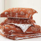 Bedsure Queen Comforter Set - Terracotta Bed Set, 3 Pieces Cute Floral Bedding, 1 Soft Reversible Botanical Flowers Comforter and 2 Pillow Shams