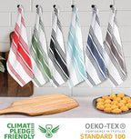 Urban Villa KitchenTowels 100% Cotton Pack of 6 Highly Absorbent Quick Drying Super Soft Premium Dish Towels for Kitchen with Hanging Loop Hand & Tea Towels - 20x30 Inch (Multi Color Striped)