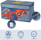 Idea Nuova Marvel Spiderman Toy Storage Trunk for Kids,Collapsible Organizer with Soft Lid, Durable Fabric, 28.5x14.5x16, Blue Chest for Bedroom & Playroom