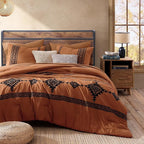 MaiRêve Burnt Orange Embroidery Comforter Set King Size - 7 Pieces, Farmhouse Western Bedding Sets All Season, Boho Bed in A Bag King with Sheets, Comforters, Pillowcases & Shams