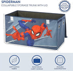 Idea Nuova Marvel Spiderman Toy Storage Trunk for Kids,Collapsible Organizer with Soft Lid, Durable Fabric, 28.5x14.5x16, Blue Chest for Bedroom & Playroom