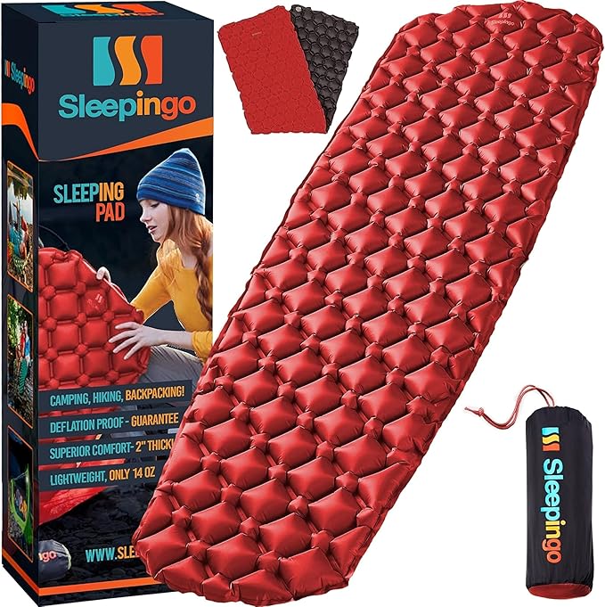 Ultralight Sleeping Mat - Inflatable & Compact Camping Air Mattress for Backpacking, Hiking- New