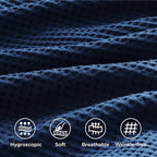 Bedsure Cotton Duvet Cover Set - 100% Cotton Waffle Weave Navy Duvet Cover Oversized King Size, GentleSoft™ and Breathable Bedding Set for All Season, 3 Pieces, 120"x98"