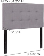 Flash Furniture Bedford Tufted Upholstered Twin Size Headboard in Light Gray Fabric