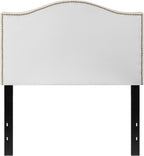 Flash Furniture Lexington Upholstered Twin Size Headboard with Accent Nail Trim in White Fabric