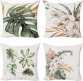 Ambesonne Vintage Tropical Throw Pillow Cushion Case Pack of 4, Retro Botanical Summer Vibes Monstera Leaf Orchid Flowers, Modern Accent Double-Sided Digital Printing, 18", Laurel Green Ginger Blush