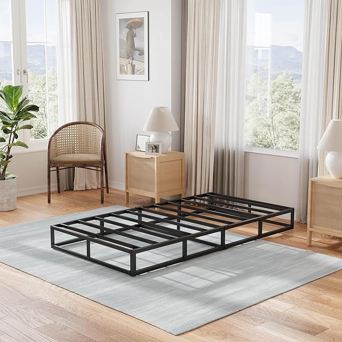 Twin Box Spring 9 Inch High Profile Strong Metal Frame Mattress Foundation, Quiet Noise-Free,Easy Assembly, 3000lbs Max Weight Capacity