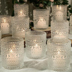 6 Pack Large Votive Candle Holders 2.7 * 3.5in, Clear DIY Wax Tea Light Candle Holder for Votives, Tealights & Pillar, Glass Candle Holders for Table Centerpiece Wedding