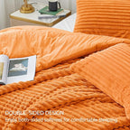 BEDELITE Fleece California King Comforter Set -Super Soft & Warm Fluffy Burnt Orange Bedding, Luxury Fuzzy Heavy Bed Set for Winter with 2 Pillow Cases