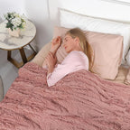 Tuddrom Decorative Extra Soft Faux Fur Blanket Queen Size 80"x90",Solid Reversible Fuzzy Fluffy Plush Fleece Comfy Microfiber Fur Blanket for Couch Sofa Bed,Peach Whip