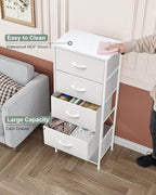 Crestlive Products Tall Dresser Vertical Storage Tower - Sturdy Steel Frame, Wood Top, Easy Pull Fabric Bins - Organizer Unit for Bedroom, Hallway, Entryway, Closets - 5 Drawers(White)