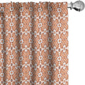 Ambesonne Scandinavian Window Curtains Pack of 2, Flower Like Motifs Folk Art in Tangerine Tones, Lightweight Set with Rod Pocket, 4 Panels of - 28" x 95", Sienna Sky