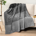 Pavilia Black Ombre Fleece Blanket for Twin Size Bed, Soft Plush Lightweight Cozy Microfiber Gift Decorative Blanket, 60x80